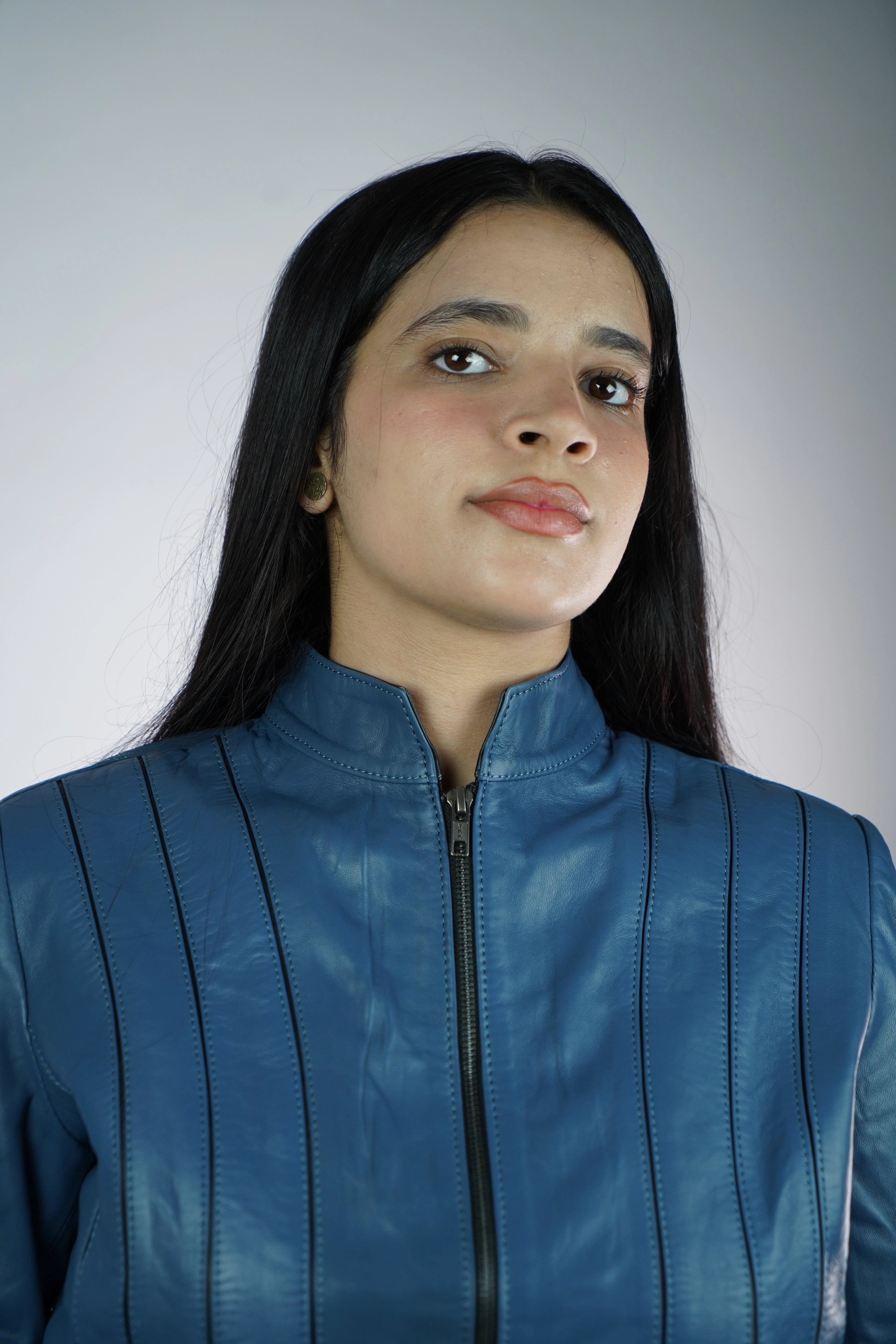 Women’s Leather Jacket – Origin Blue