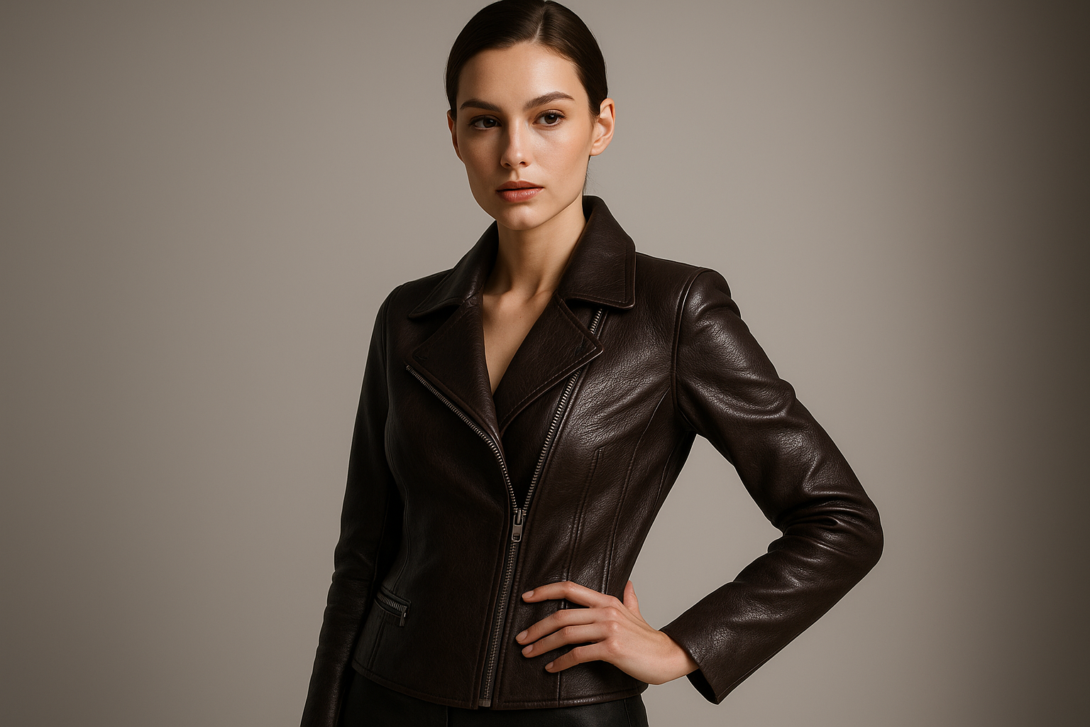model jacket cuir