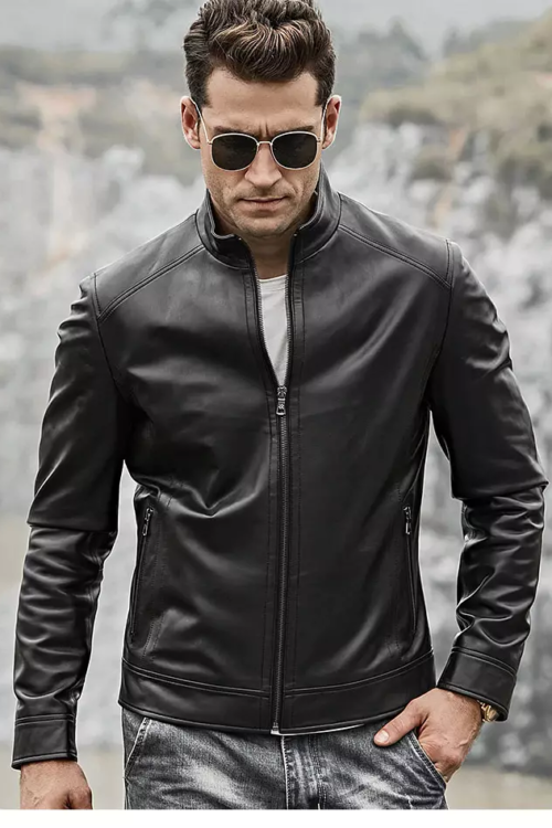 Genuine black leather jacket