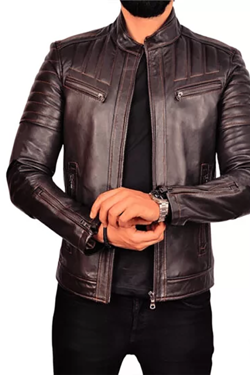 Brown leather jacket